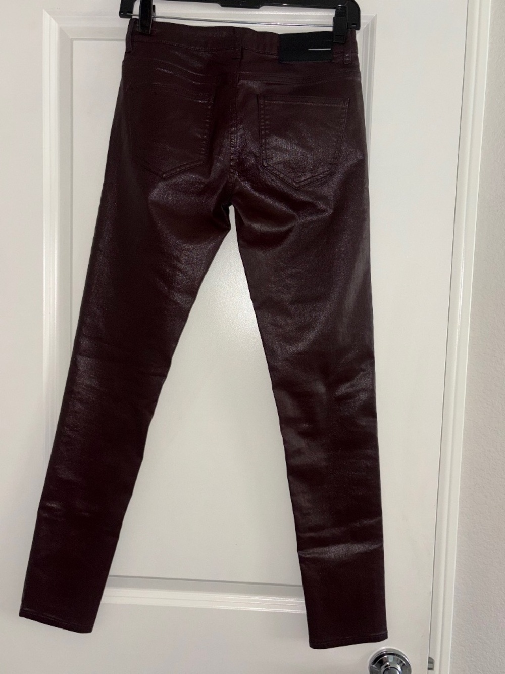 BLK DNM Empire Red/Burgundy Coated Skinny Jeans Size 26w 30L